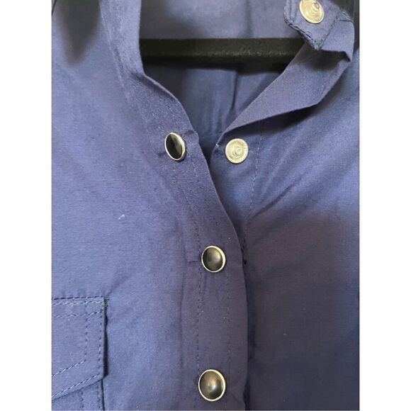 NWT American West Button Up Western Shirt Navy Blue - Picture 2 of 5